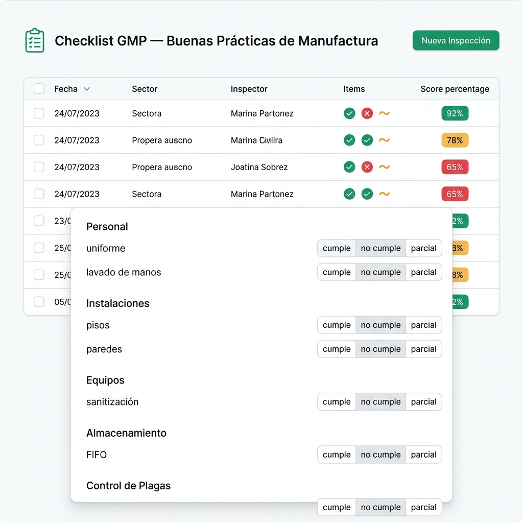 Checklist GMP - Buenas Prácticas de Manufactura